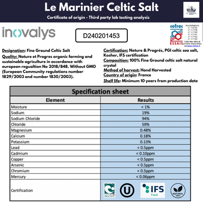 Le Marinier Celtic Salt Fine Ground - 8.81oz / 250 G