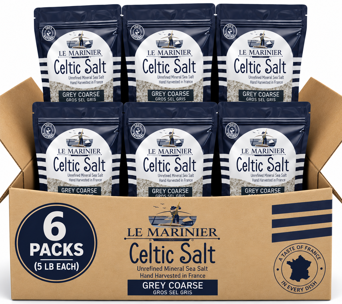 6 PACK Le Marinier Celtic Salt Grey Coarse - 5lb / 2.27kg